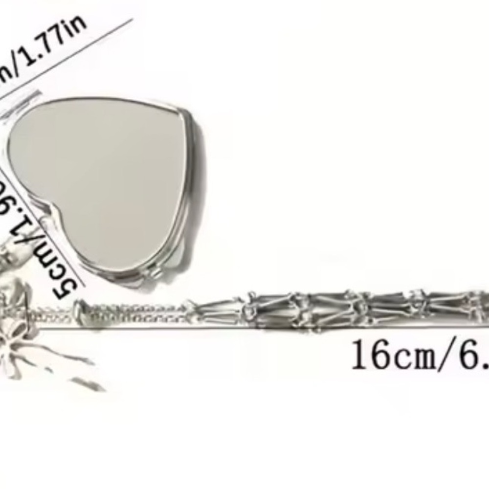 Zara Silver Heart Mirror & Lipstick Charm Keychain - Picture 3 of 4